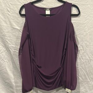 MSK Women's Plum Blouse with Embellished Sleeves